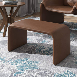 Gainsborough Sculptural Boucle Ottoman Curved Accent Seat for Modern Living Rooms