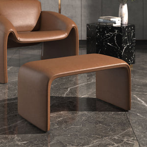 Gainsborough Sculptural Boucle Ottoman Curved Accent Seat for Modern Living Rooms