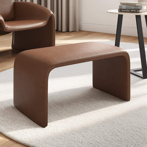 Gainsborough Sculptural Boucle Ottoman Curved Accent Seat for Modern Living Rooms