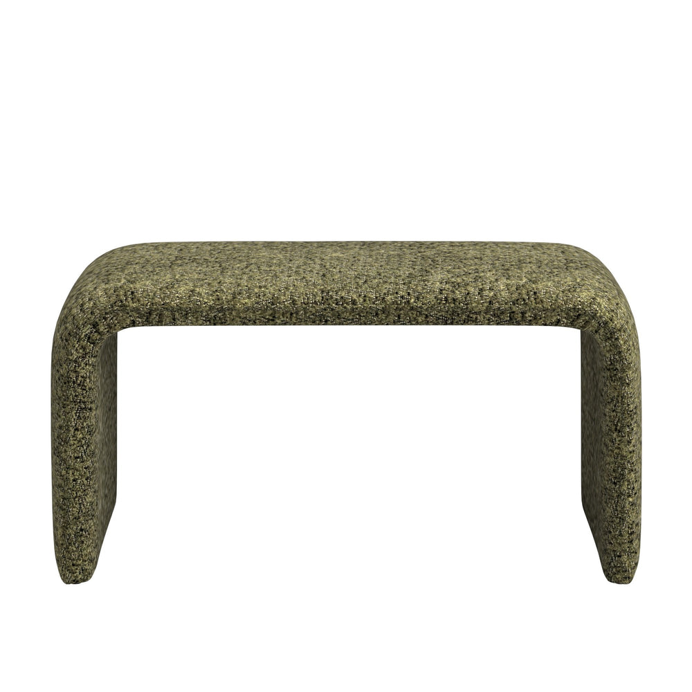 Homelegance Gainsborough Sculptural Boucle Ottoman Curved Accent Seat for Modern Living Rooms Moss Green 110OT-GNB