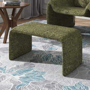 Gainsborough Sculptural Boucle Ottoman Curved Accent Seat for Modern Living Rooms