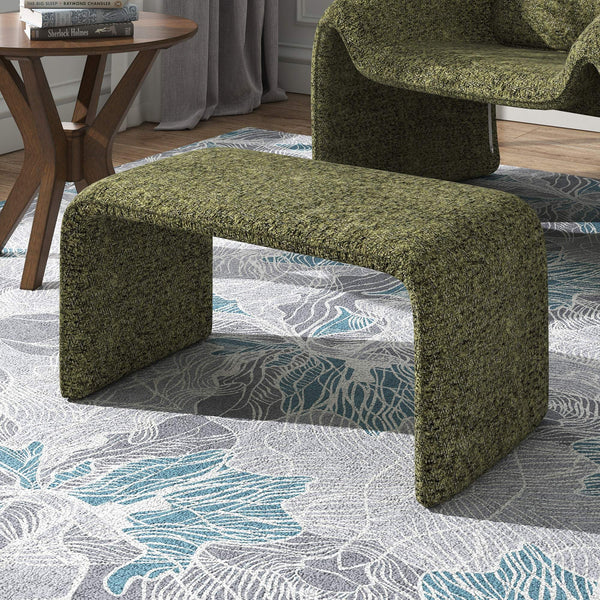 Gainsborough Sculptural Boucle Ottoman Curved Accent Seat for Modern Living Rooms