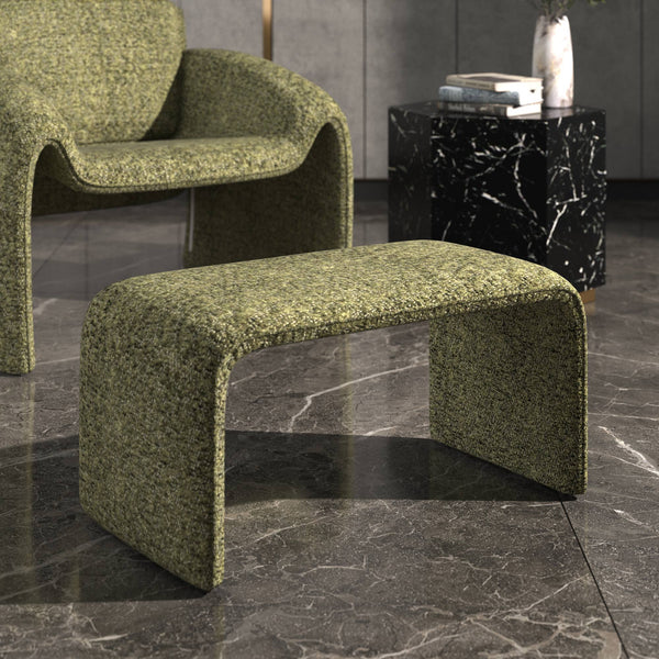 Gainsborough Sculptural Boucle Ottoman Curved Accent Seat for Modern Living Rooms
