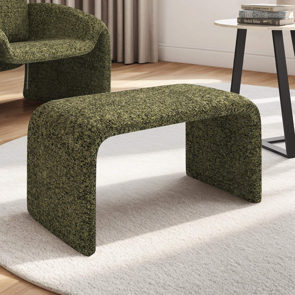 Gainsborough Sculptural Boucle Ottoman Curved Accent Seat for Modern Living Rooms