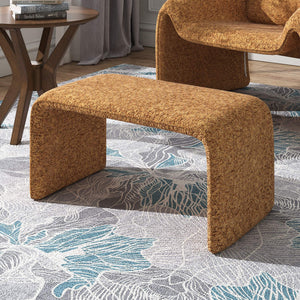 Gainsborough Sculptural Boucle Ottoman Curved Accent Seat for Modern Living Rooms