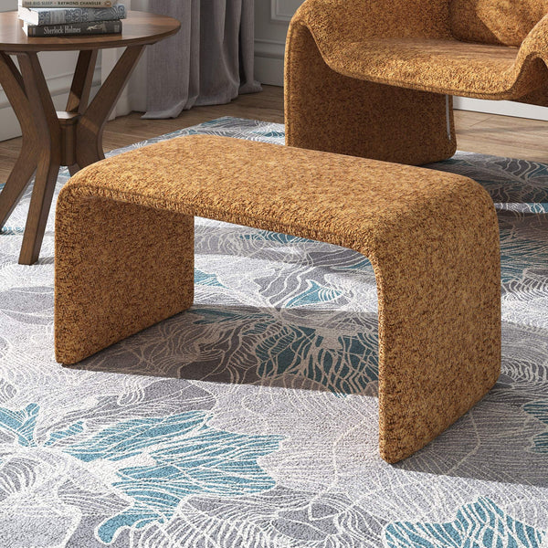 Gainsborough Sculptural Boucle Ottoman Curved Accent Seat for Modern Living Rooms
