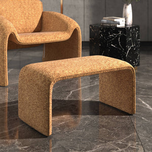 Gainsborough Sculptural Boucle Ottoman Curved Accent Seat for Modern Living Rooms