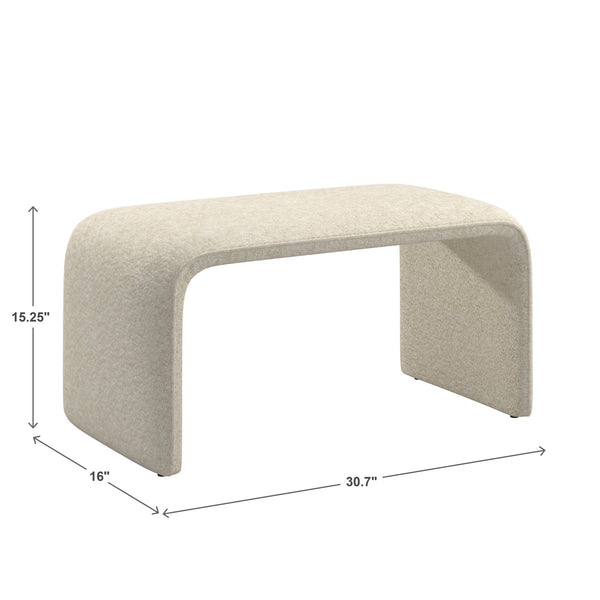 Gainsborough Sculptural Boucle Ottoman Curved Accent Seat for Modern Living Rooms