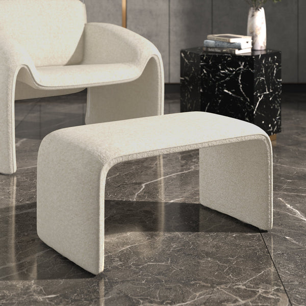 Gainsborough Sculptural Boucle Ottoman Curved Accent Seat for Modern Living Rooms