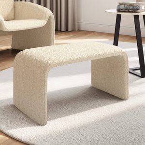 Gainsborough Sculptural Boucle Ottoman Curved Accent Seat for Modern Living Rooms
