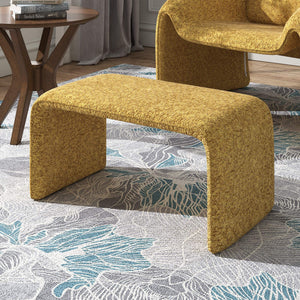 Gainsborough Sculptural Boucle Ottoman Curved Accent Seat for Modern Living Rooms