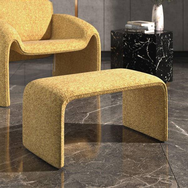 Gainsborough Sculptural Boucle Ottoman Curved Accent Seat for Modern Living Rooms