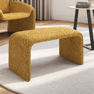 Gainsborough Sculptural Boucle Ottoman Curved Accent Seat for Modern Living Rooms