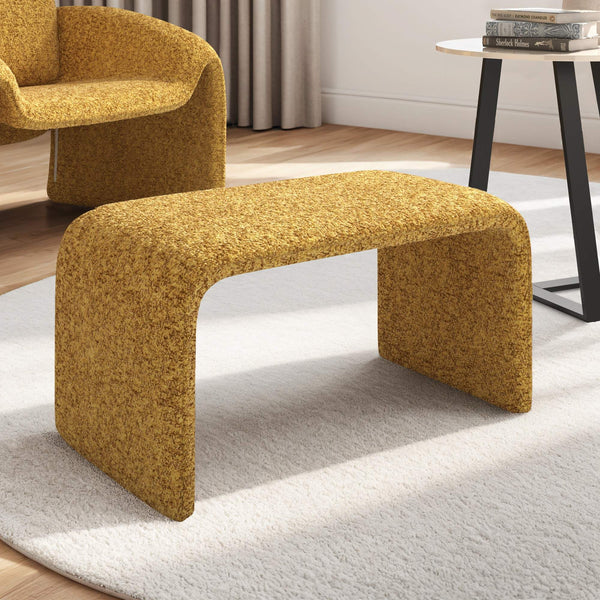 Gainsborough Sculptural Boucle Ottoman Curved Accent Seat for Modern Living Rooms