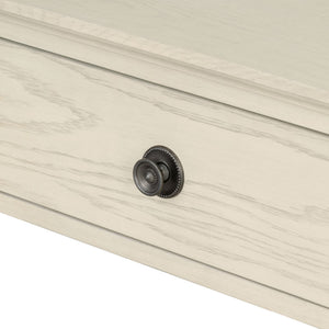 English Elm Victoria Aged Oak Nightstand with Solid Wood Legs, Wire-Brushed Veneer, Drawer & Open Shelf Cream 27 L x 22.75 W x 27.63 H B035P341165