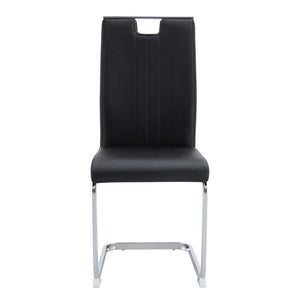English Elm Set of 2 Bow Back Pu Leather Dining Accent Chairs for Modern Industrial Spaces Black W3875P372846