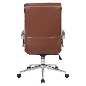 OSP Home Furnishings High Back Executive Chair with Faux Leather Lumbar Support and Chrome Arms for Office Use SPX23590C-U41