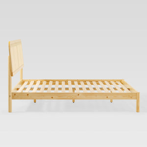 King Platform Bed with Rattan Headboard Insert Natural NRUB8BNA Walker Edison