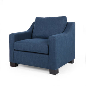 English Elm Christopher Knight Home® - Upholstered Navy Blue Club Chair with Plush Polyester Fabric, Sloped Arms & Birch Legs — Luxe Comfort N758P268286B