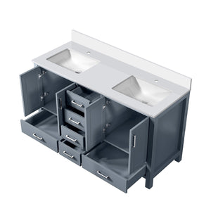 English Elm Dark Grey Double Bath Vanity 60” W X 22” D With Durable White Quartz Top & Ample Storage Options B2731P258881