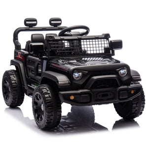 English Elm 24v Kids Ride on Car with Parental Remote Four Wheel Suspension Led Lights Bluetooth Black W1578P235080