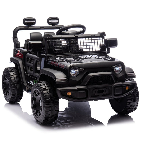 English Elm 24v Kids Ride on Car with Parental Remote Four Wheel Suspension Led Lights Bluetooth Black W1578P235080