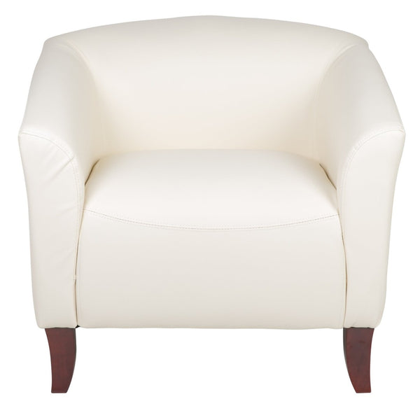 English Elm HERCULES Imperial Series LeatherSoft Chair - Modern Stylish Seating for Office & Home Comfort Ivory 111-1-WH-GG