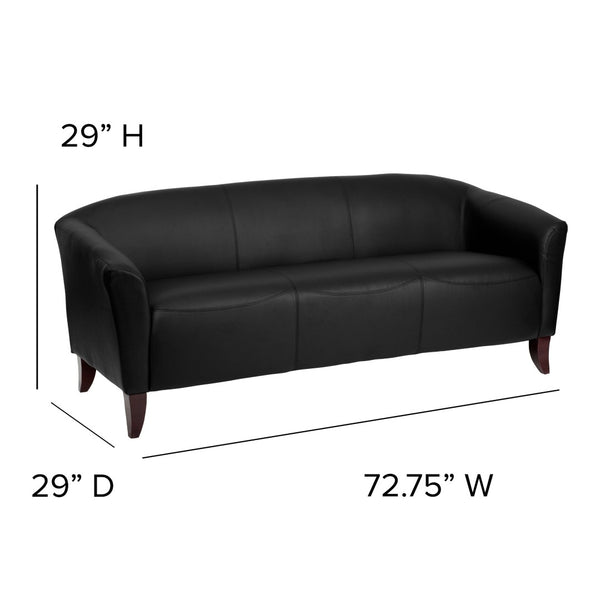 English Elm HERCULES Imperial Series LeatherSoft Sofa - Modern Comfort for Office, Reception, and Home Spaces Black 111-3-BK-GG
