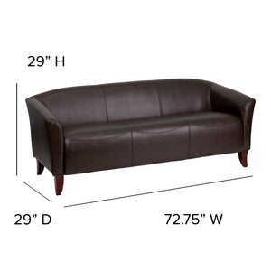 English Elm HERCULES Imperial Series LeatherSoft Sofa - Modern Comfort for Office, Reception, and Home Spaces Brown 111-3-BN-GG
