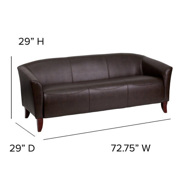 English Elm HERCULES Imperial Series LeatherSoft Sofa - Modern Comfort for Office, Reception, and Home Spaces Brown 111-3-BN-GG