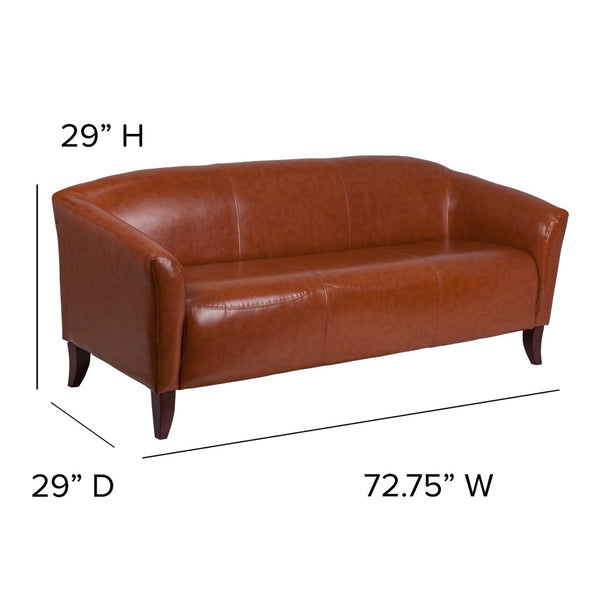 English Elm HERCULES Imperial Series LeatherSoft Sofa - Modern Comfort for Office, Reception, and Home Spaces Cognac 111-3-CG-GG