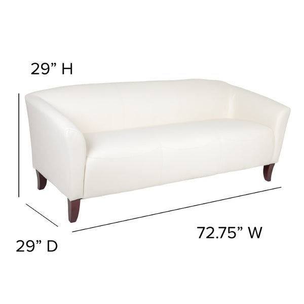 English Elm HERCULES Imperial Series LeatherSoft Sofa - Modern Comfort for Office, Reception, and Home Spaces Ivory 111-3-WH-GG