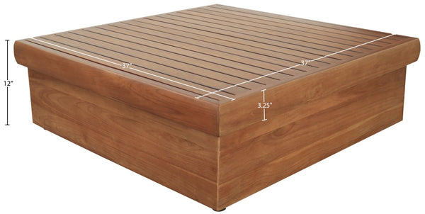 Meridian Furniture Mirella Solid Teak Square Outdoor Coffee Table Low Profile Patio Lounge Accent 111-CT