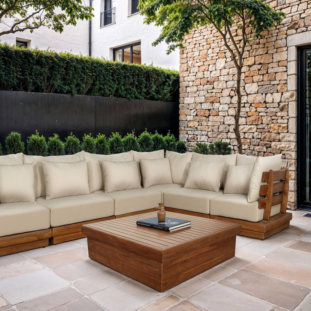 Meridian Furniture Mirella Solid Teak Square Outdoor Coffee Table Low Profile Patio Lounge Accent 111-CT