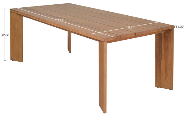 Meridian Furniture Mirella Solid Teak Rectangular Outdoor Dining Table for Patio Terrace Entertaining 78.75 inches 111-DT78
