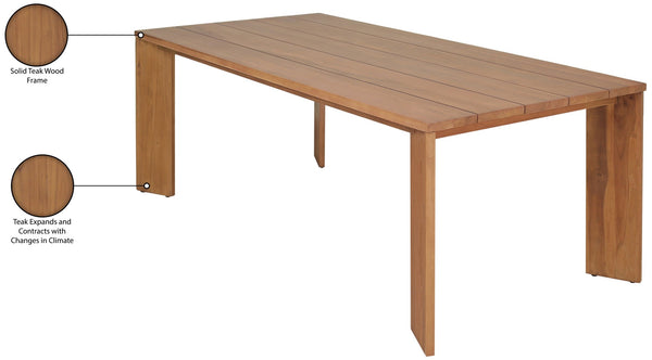 Meridian Furniture Mirella Solid Teak Rectangular Outdoor Dining Table for Patio Terrace Entertaining 78.75 inches 111-DT78