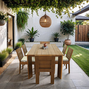 Meridian Furniture Mirella Solid Teak Rectangular Outdoor Dining Table for Patio Terrace Entertaining 78.75 inches 111-DT78