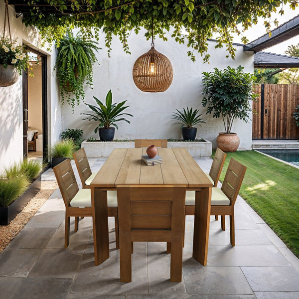 Meridian Furniture Mirella Solid Teak Rectangular Outdoor Dining Table for Patio Terrace Entertaining 78.75 inches 111-DT78