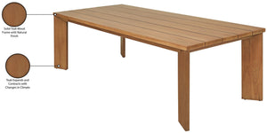Meridian Furniture Mirella Solid Teak Rectangular Outdoor Dining Table for Patio Terrace Entertaining 96 inches 111-DT96