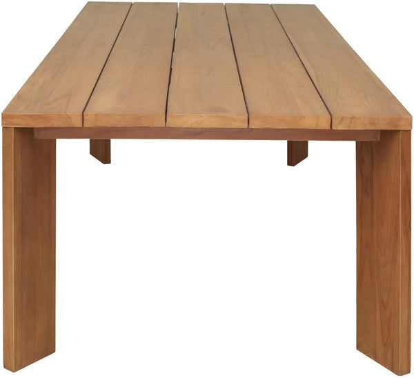 Meridian Furniture Mirella Solid Teak Rectangular Outdoor Dining Table for Patio Terrace Entertaining 96 inches 111-DT96