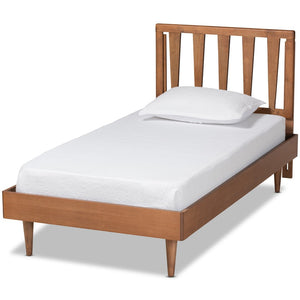 Baxton Studio Baxton Studio Kuro Twin Platform Bed – Modern Walnut Brown Wood, Adjustable Height, Sleek Design Kuro-Ash Walnut-Twin