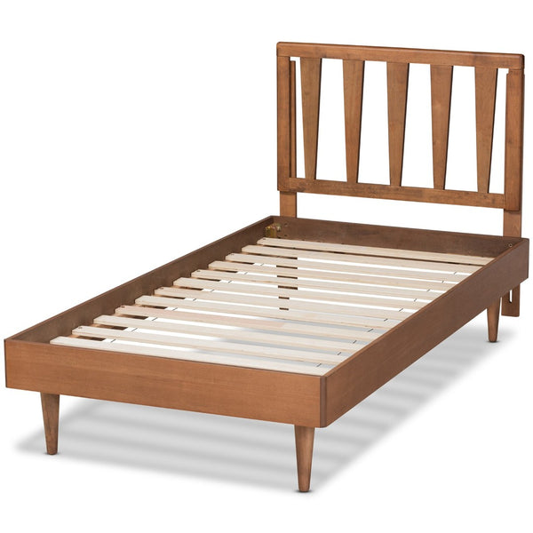 Baxton Studio Baxton Studio Kuro Twin Platform Bed – Modern Walnut Brown Wood, Adjustable Height, Sleek Design Kuro-Ash Walnut-Twin
