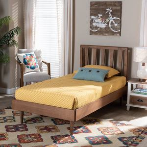Baxton Studio Baxton Studio Kuro Twin Platform Bed – Modern Walnut Brown Wood, Adjustable Height, Sleek Design Kuro-Ash Walnut-Twin