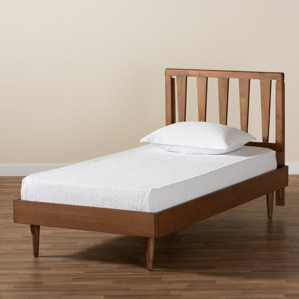 Baxton Studio Baxton Studio Kuro Twin Platform Bed – Modern Walnut Brown Wood, Adjustable Height, Sleek Design Kuro-Ash Walnut-Twin