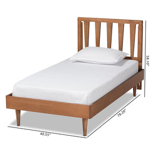 Baxton Studio Baxton Studio Kuro Twin Platform Bed – Modern Walnut Brown Wood, Adjustable Height, Sleek Design Kuro-Ash Walnut-Twin