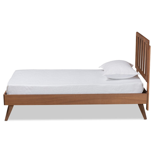 Baxton Studio Baxton Studio Michi Twin Bed – Stylish Ash Walnut Finish with Adjustable Headboard & Slatted Support Michi-Ash Walnut-Twin