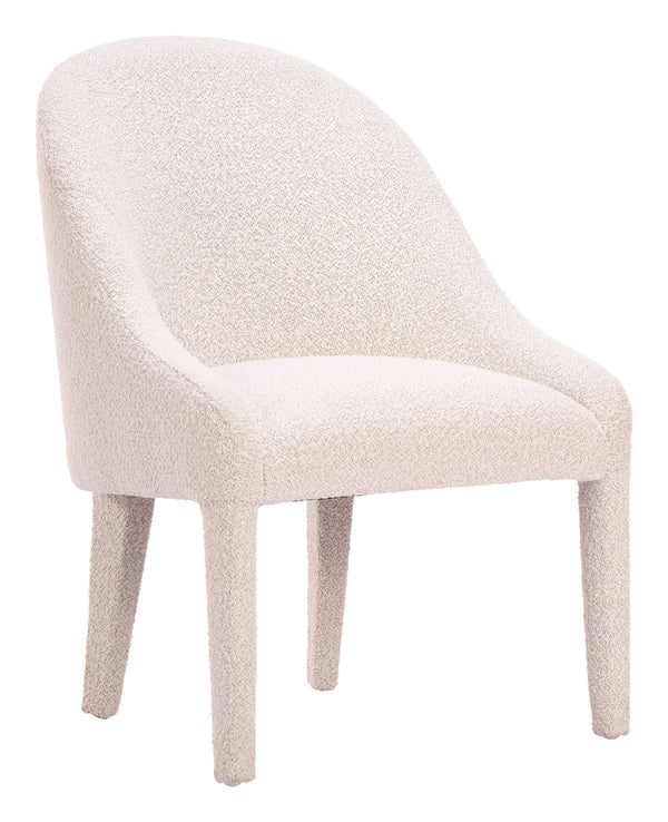 Domo Art Deco Shearling Upholstered Dining Chair Rubberwood Frame Hospitality Grade