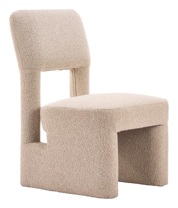 Zuo Modern Dewey Shearling Upholstered Dining Chair Set Rubberwood Frame Modern Deco Style 111003