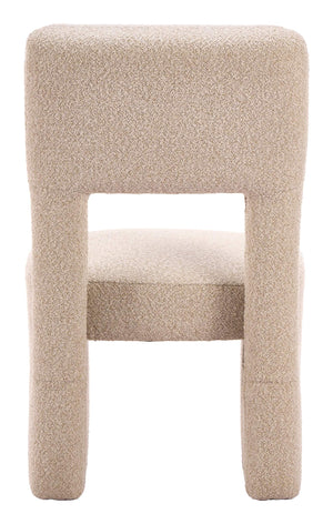 Dewey Shearling Upholstered Dining Chair Set Rubberwood Frame Modern Deco Style