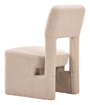 Dewey Shearling Upholstered Dining Chair Set Rubberwood Frame Modern Deco Style